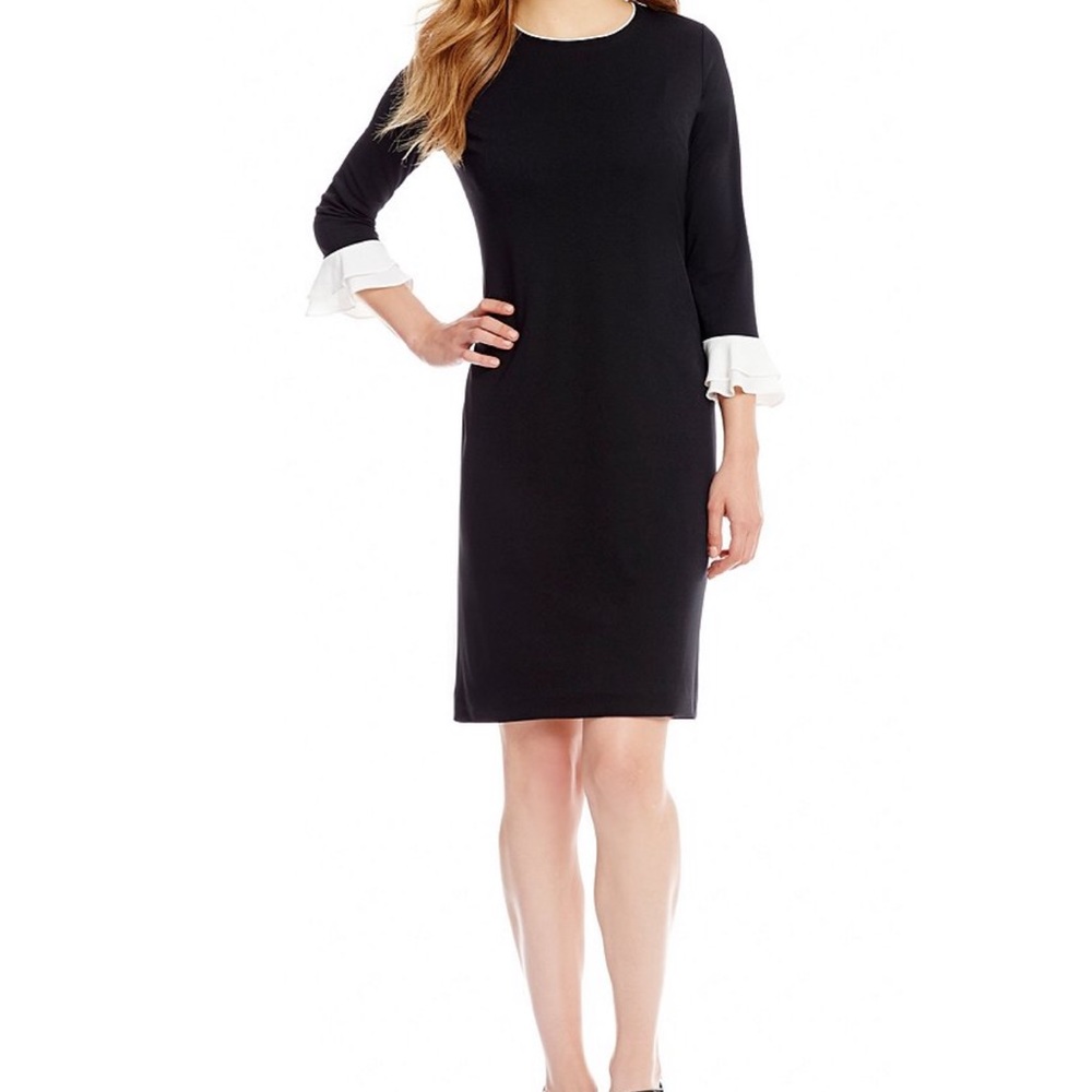 NWOT Karl Lagerfeld Black Dress with White Ruffles